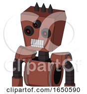 Brown Droid With Box Head And Teeth Mouth And Three Eyed And Three Dark Spikes