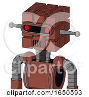 Brown Droid With Cube Head And Speakers Mouth And Visor Eye
