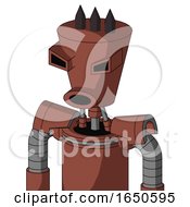 Brown Droid With Cylinder Conic Head And Round Mouth And Angry Eyes And Three Dark Spikes