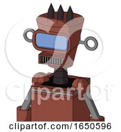 Brown Droid With Cylinder Conic Head And Square Mouth And Large Blue Visor Eye And Three Dark Spikes