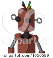 Brown Droid With Cylinder Head And Toothy Mouth And Two Eyes And Wire Hair