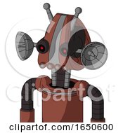 Brown Droid With Droid Head And Pipes Mouth And Black Glowing Red Eyes And Double Antenna