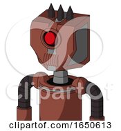 Brown Droid With Mechanical Head And Speakers Mouth And Cyclops Eye And Three Dark Spikes