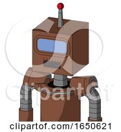 Brown Mech With Box Head And Dark Tooth Mouth And Large Blue Visor Eye And Single Led Antenna