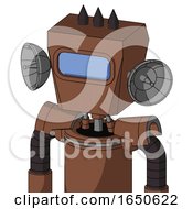 Brown Mech With Box Head And Large Blue Visor Eye And Three Dark Spikes