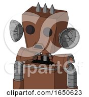 Brown Mech With Box Head And Sad Mouth And Two Eyes And Three Spiked