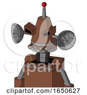 Brown Mech With Cone Head And Pipes Mouth And Angry Eyes And Single Led Antenna