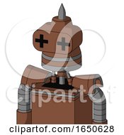 Brown Mech With Cone Head And Plus Sign Eyes And Spike Tip