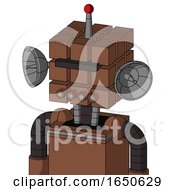 Brown Mech With Cube Head And Pipes Mouth And Black Visor Cyclops And Single Led Antenna