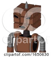 Brown Mech With Cube Head And Round Mouth And Angry Eyes And Spike Tip