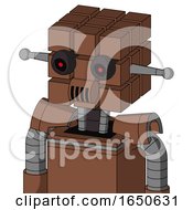 Brown Mech With Cube Head And Speakers Mouth And Black Glowing Red Eyes