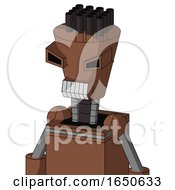 Brown Mech With Cylinder Conic Head And Teeth Mouth And Angry Eyes And Pipe Hair