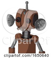 Brown Mech With Multi Toroid Head And Pipes Mouth And Red Eyed And Single Antenna