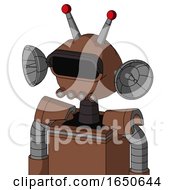 Brown Mech With Rounded Head And Pipes Mouth And Black Visor Eye And Double Led Antenna