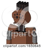Brown Mech With Rounded Head And Pipes Mouth And Bug Eyes And Pipe Hair