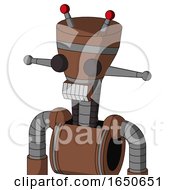 Brown Mech With Vase Head And Teeth Mouth And Two Eyes And Double Led Antenna