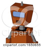 Brownish Droid With Box Head And Speakers Mouth And Large Blue Visor Eye And Spike Tip
