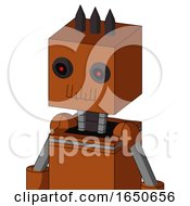 Brownish Droid With Box Head And Toothy Mouth And Black Glowing Red Eyes And Three Dark Spikes