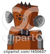 Brownish Droid With Box Head And Toothy Mouth And Bug Eyes And Three Dark Spikes