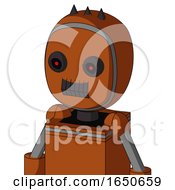 Brownish Droid With Bubble Head And Dark Tooth Mouth And Black Glowing Red Eyes And Three Dark Spikes