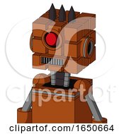 Brownish Droid With Cube Head And Square Mouth And Cyclops Eye And Three Dark Spikes