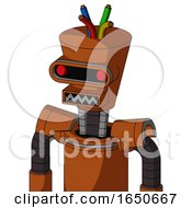 Brownish Droid With Cylinder Conic Head And Square Mouth And Visor Eye And Wire Hair