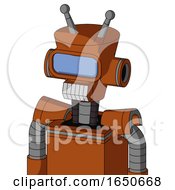 Brownish Droid With Cylinder Conic Head And Teeth Mouth And Large Blue Visor Eye And Double Antenna