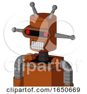 Brownish Droid With Cylinder Head And Teeth Mouth And Visor Eye And Double Antenna