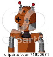 Brownish Droid With Dome Head And Speakers Mouth And Plus Sign Eyes And Double Led Antenna