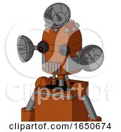 Brownish Droid With Dome Head And Vent Mouth And Red Eyed And Radar Dish Hat