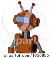 Brownish Droid With Rounded Head And Toothy Mouth And Large Blue Visor Eye And Double Led Antenna