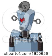 Poster, Art Print Of Blue Robot With Cylinder-Conic Head And Speakers Mouth And Angry Cyclops Eye And Radar Dish Hat