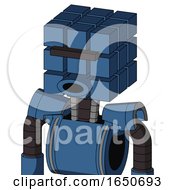 Poster, Art Print Of Blue Robot With Cube Head And Round Mouth And Black Visor Cyclops
