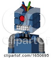 Poster, Art Print Of Blue Robot With Cube Head And Keyboard Mouth And Cyclops Eye And Wire Hair
