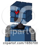 Blue Robot With Cube Head And Dark Tooth Mouth And Angry Cyclops Eye