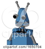 Blue Robot With Cone Head And Vent Mouth And Two Eyes And Double Antenna