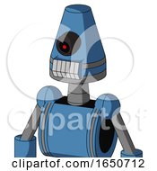 Blue Robot With Cone Head And Teeth Mouth And Black Cyclops Eye