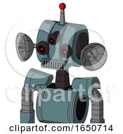 Poster, Art Print Of Blue Mech With Multi-Toroid Head And Square Mouth And Three-Eyed And Single Led Antenna