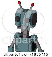 Poster, Art Print Of Blue Mech With Multi-Toroid Head And Square Mouth And Two Eyes And Double Led Antenna