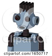 Poster, Art Print Of Blue Mech With Rounded Head And Round Mouth And Red Eyed And Pipe Hair