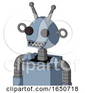 Blue Mech With Rounded Head And Square Mouth And Two Eyes And Double Antenna