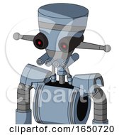 Poster, Art Print Of Blue Mech With Vase Head And Pipes Mouth And Black Glowing Red Eyes