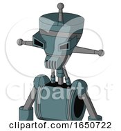 Blue Mech With Vase Head And Speakers Mouth And Angry Eyes And Single Antenna