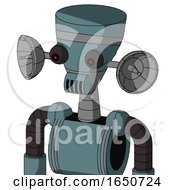 Poster, Art Print Of Blue Mech With Vase Head And Speakers Mouth And Red Eyed