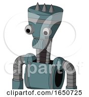 Poster, Art Print Of Blue Mech With Vase Head And Speakers Mouth And Two Eyes And Three Spiked