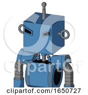 Blue Robot With Box Head And Angry Eyes And Single Antenna