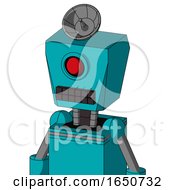 Poster, Art Print Of Blue Robot With Box Head And Keyboard Mouth And Cyclops Eye And Radar Dish Hat