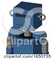 Poster, Art Print Of Blue Robot With Box Head And Pipes Mouth And Black Visor Cyclops