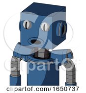 Poster, Art Print Of Blue Robot With Box Head And Round Mouth And Two Eyes