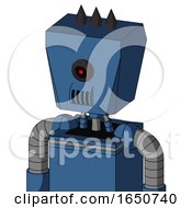 Poster, Art Print Of Blue Robot With Box Head And Speakers Mouth And Black Cyclops Eye And Three Dark Spikes